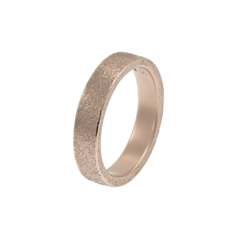 14K Gold 4mm Rustic Band