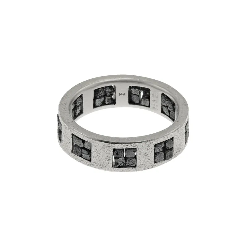 14K Gold Band with Raw Black Diamond Quads