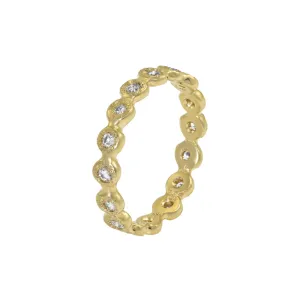 14K Gold Droplet Eternity Band with White Diamonds