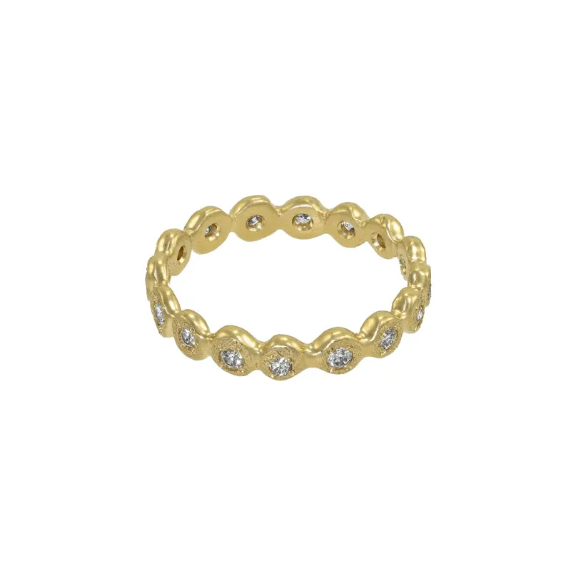 14K Gold Droplet Eternity Band with White Diamonds