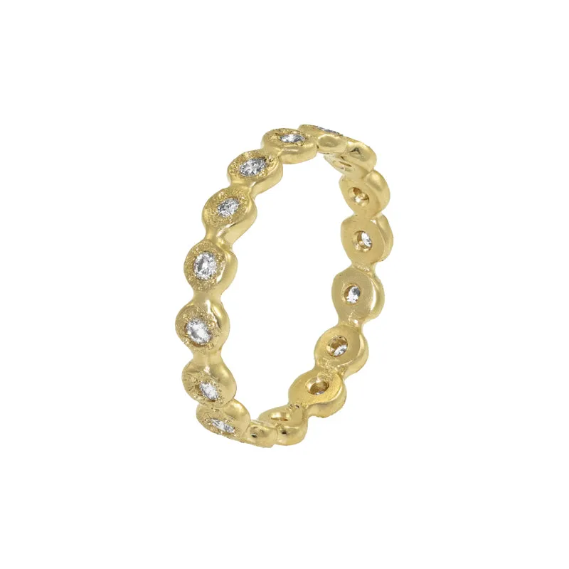 14K Gold Droplet Eternity Band with White Diamonds