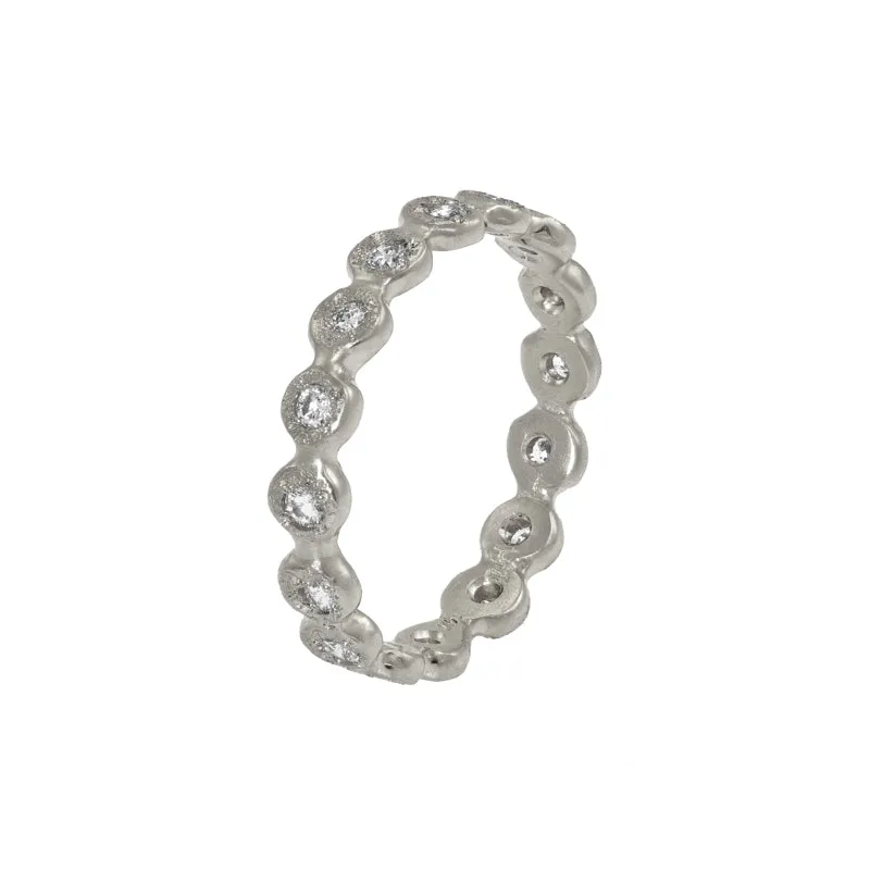 14K Gold Droplet Eternity Band with White Diamonds