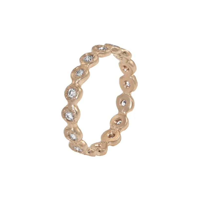 14K Gold Droplet Eternity Band with White Diamonds
