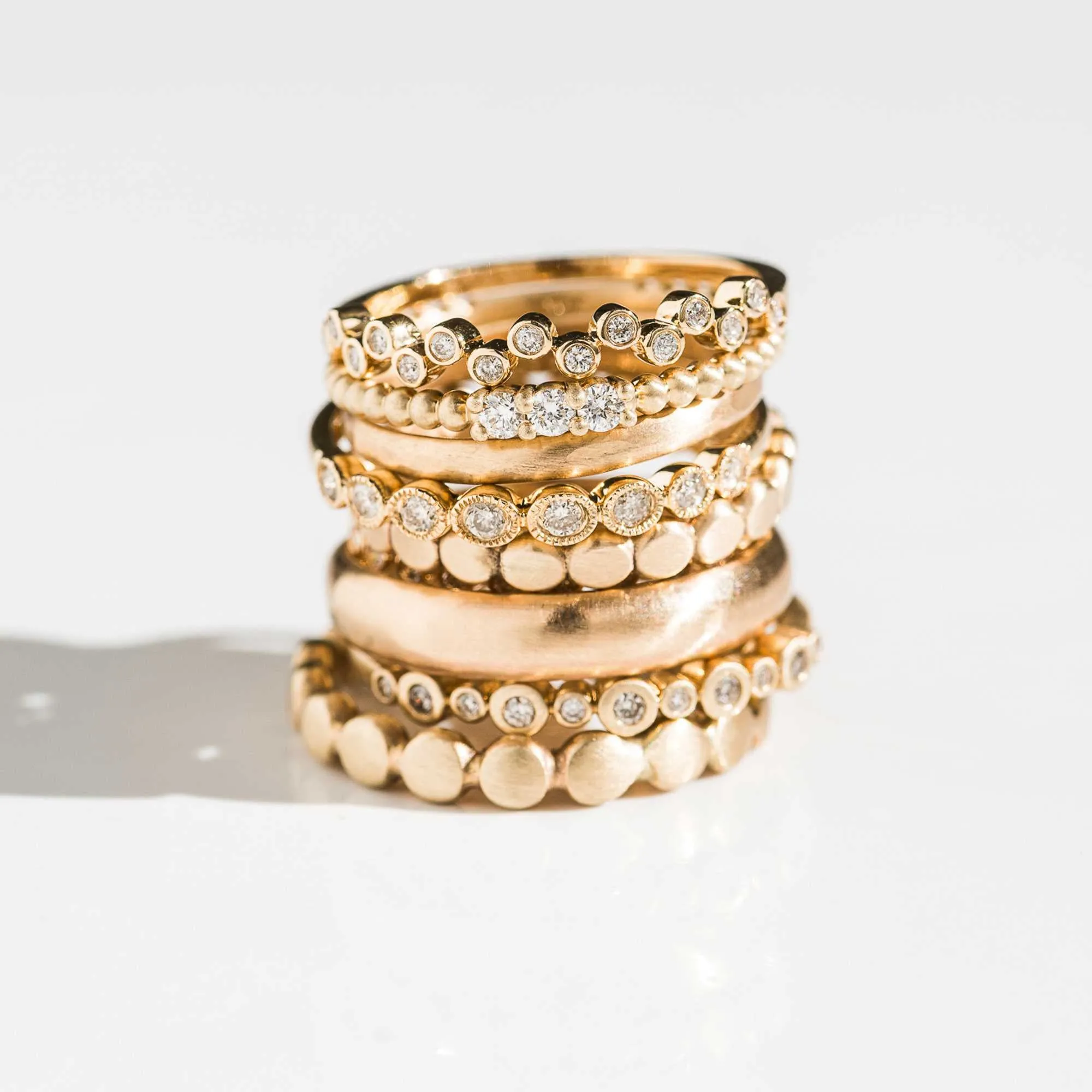 14k Gold Petite Beaded Band