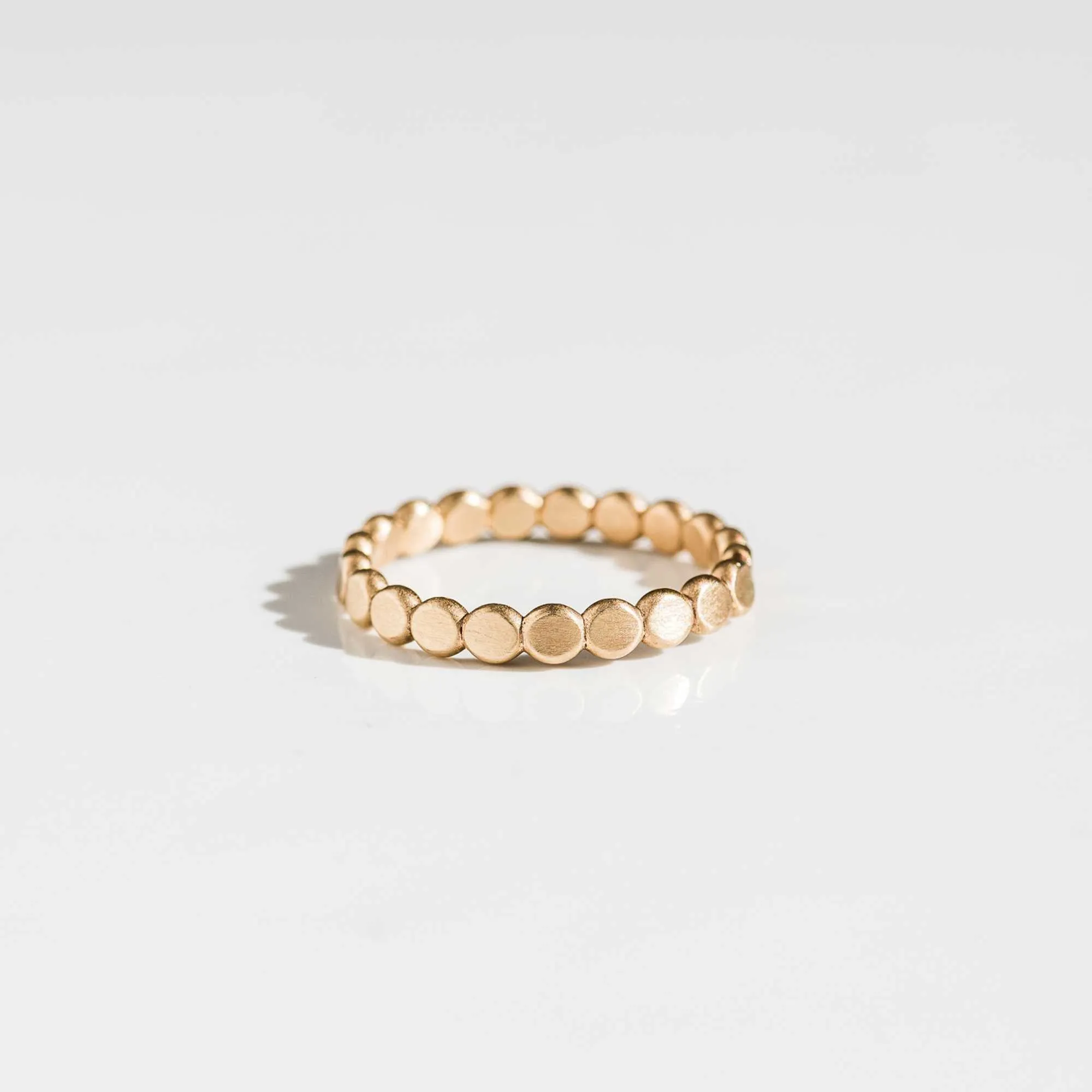 14k Gold Petite Beaded Band
