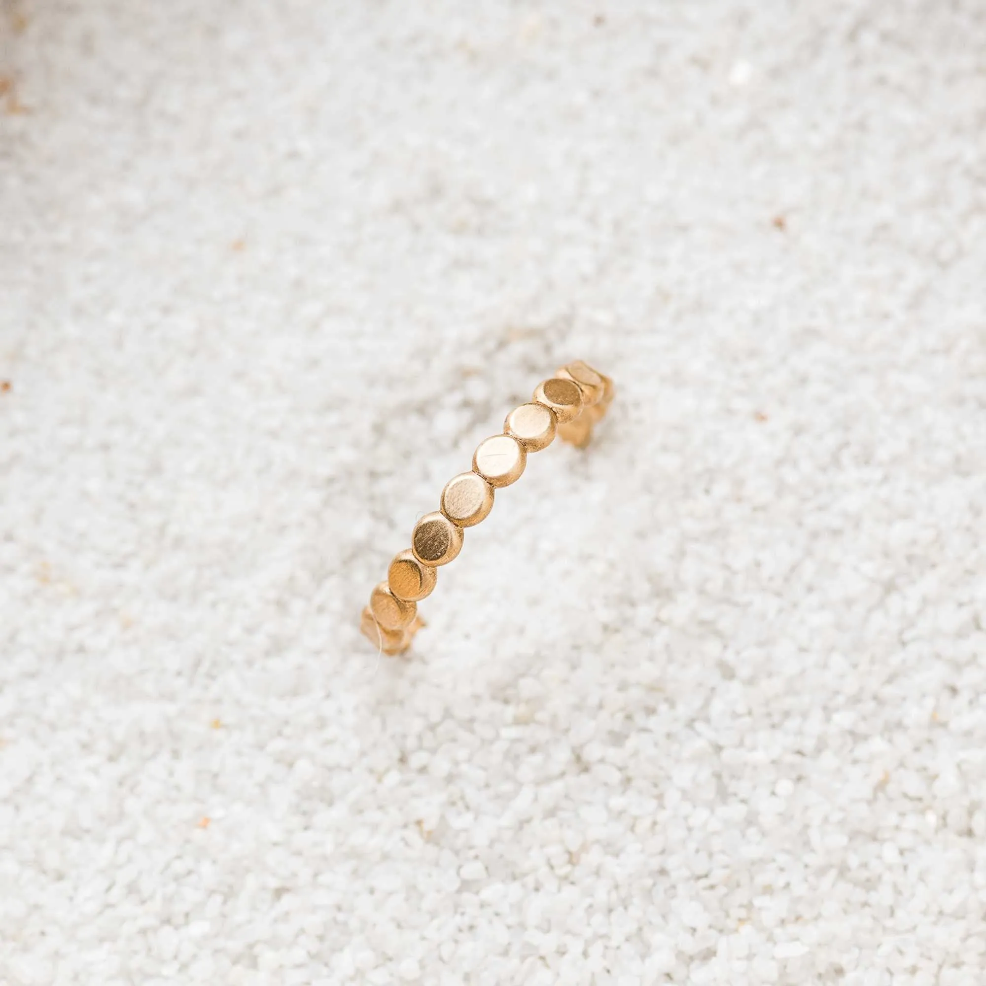 14k Gold Petite Beaded Band