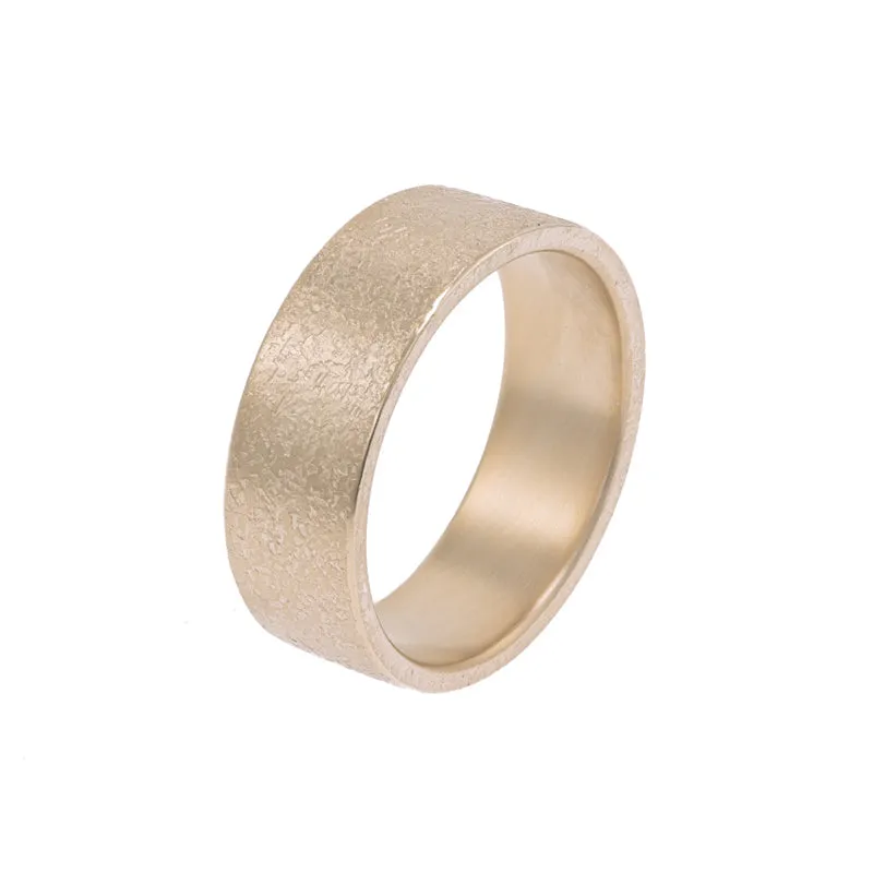 14K Gold Rustic Band, 8mm