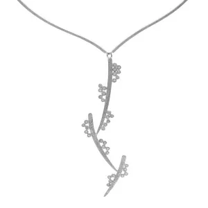 14K White Gold and Diamond Woven Cluster Necklace