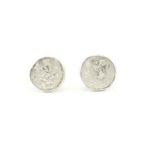 14K White Gold Organic Stud Earrings With White Diamonds