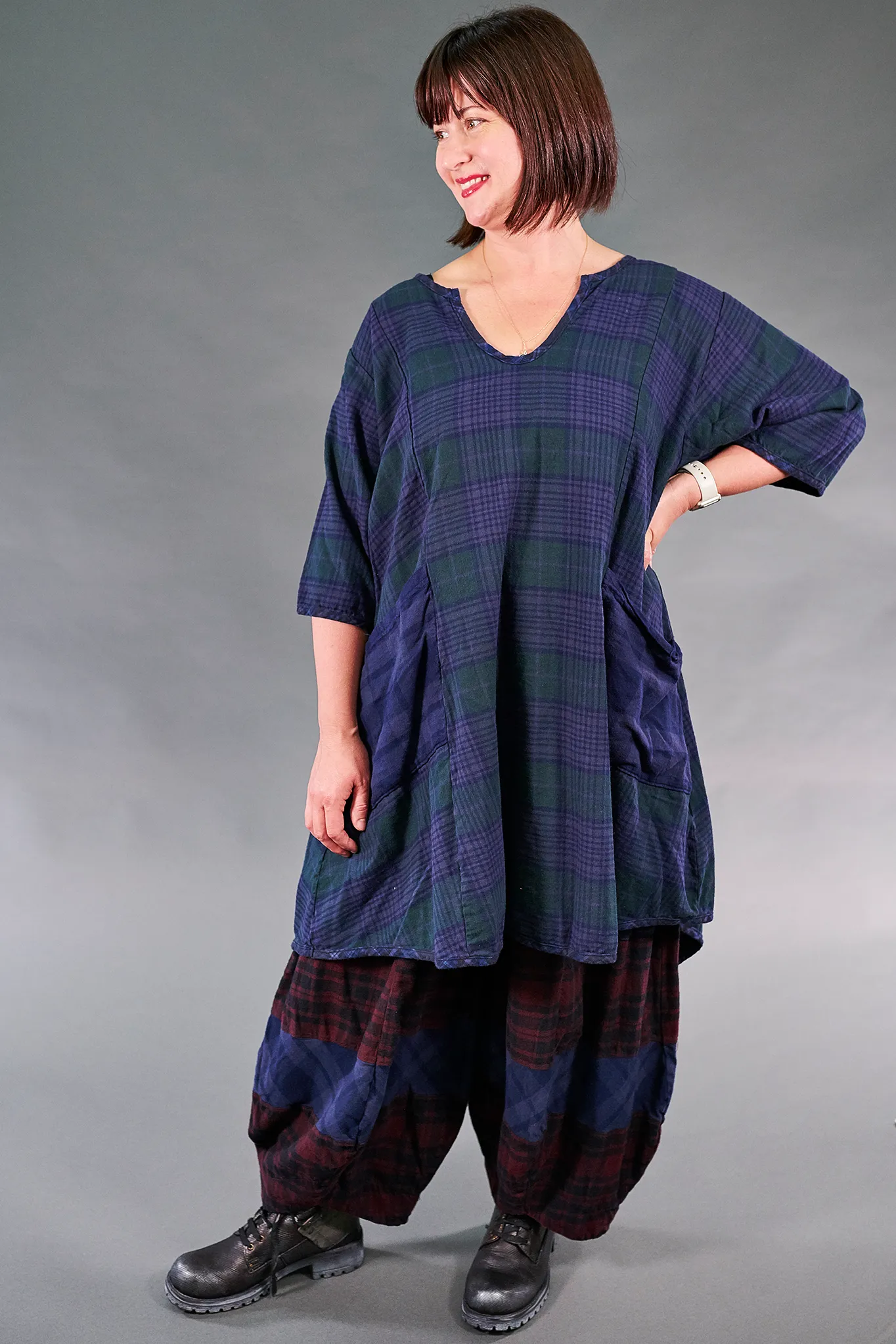 3209-Cabin Blue Four Square Pant-U