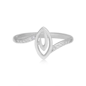 925 Sterling Silver Modern Fluid Frame Stone Band Ring for Women