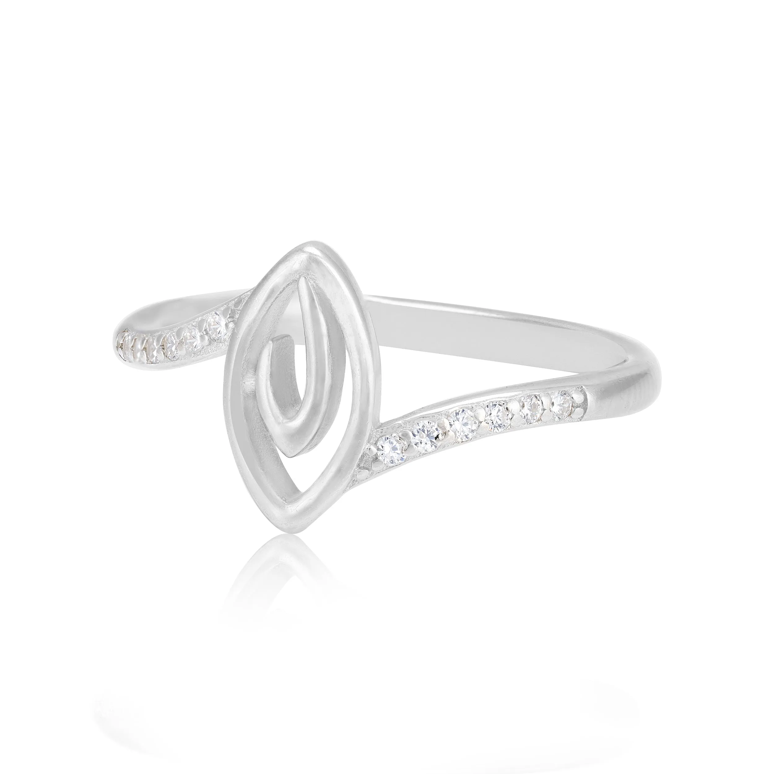 925 Sterling Silver Modern Fluid Frame Stone Band Ring for Women