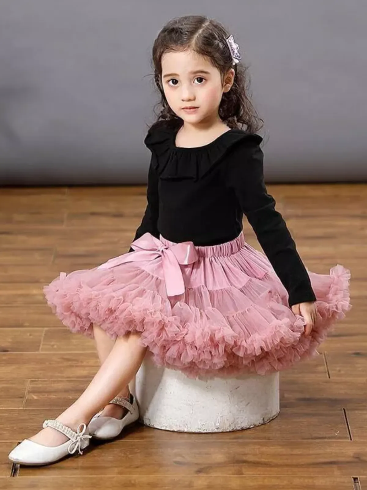 Adorable Fluffy Tulle Tutu Skirt with Satin Bow
