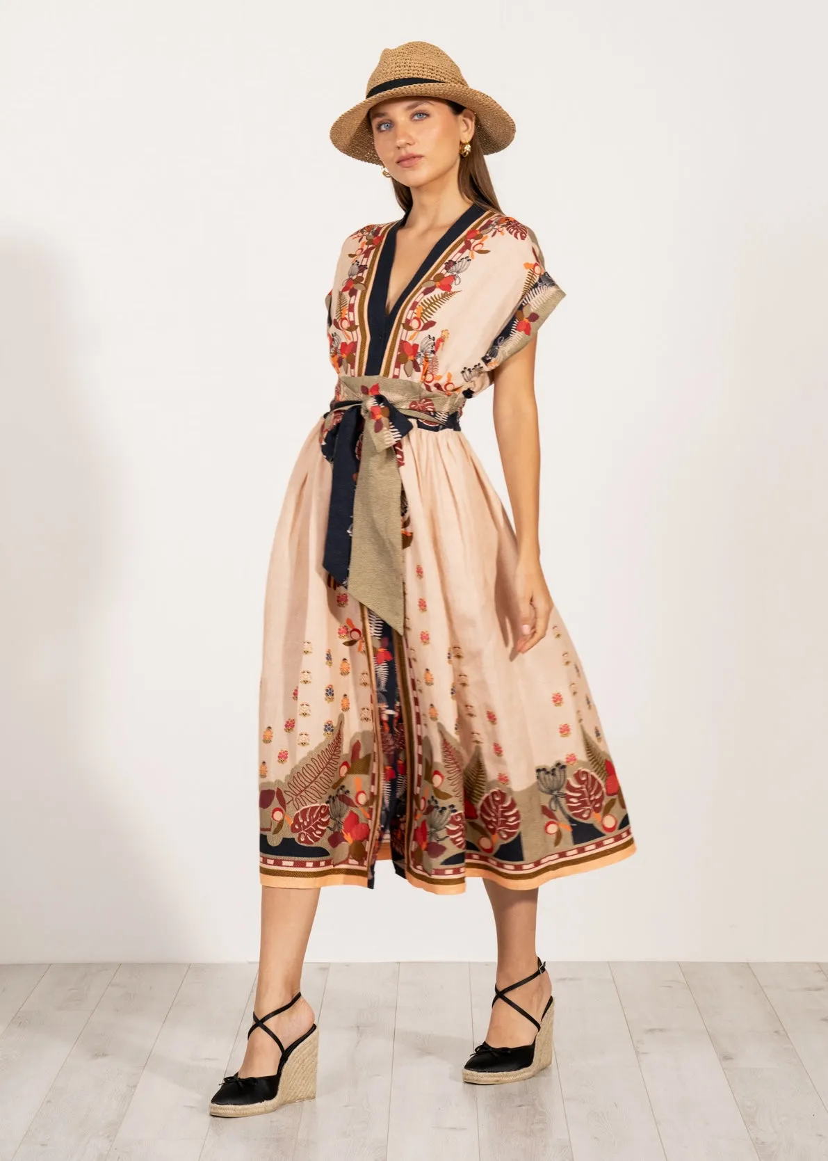 Agatha belted midi dress