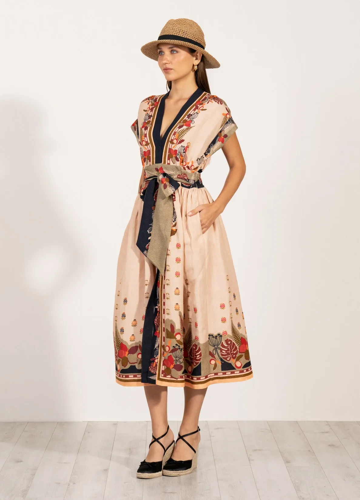 Agatha belted midi dress