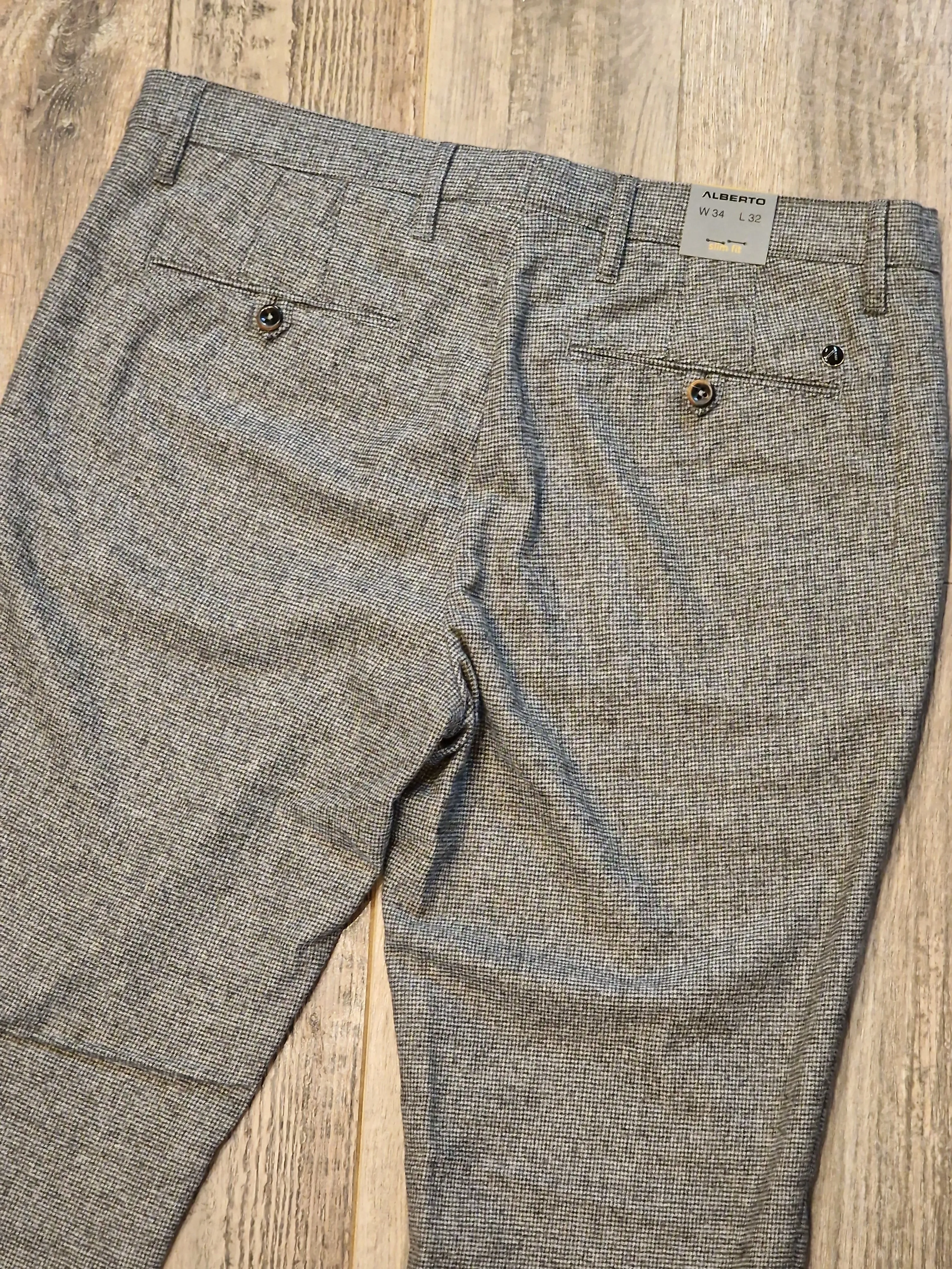 Alberto ROB Slim Fit - Mini Oxford Wool Blend chinos