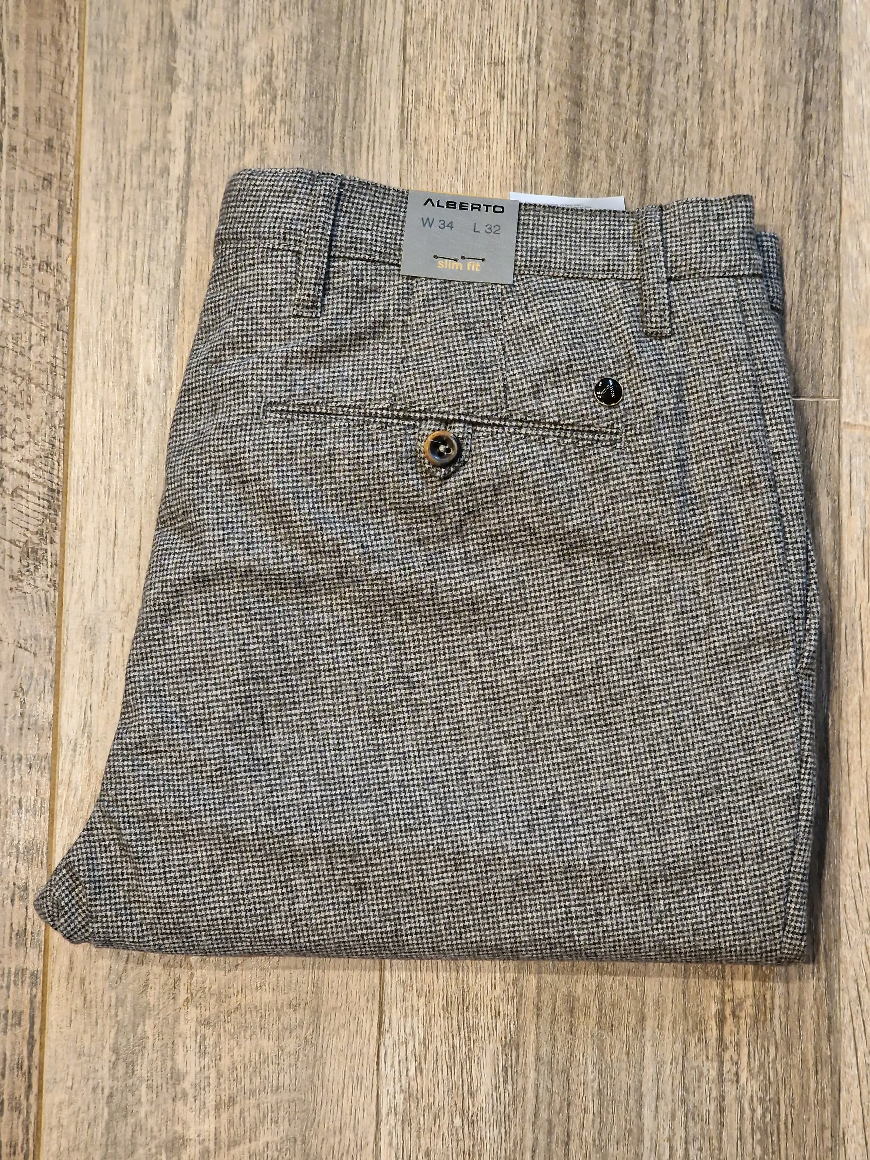Alberto ROB Slim Fit - Mini Oxford Wool Blend chinos