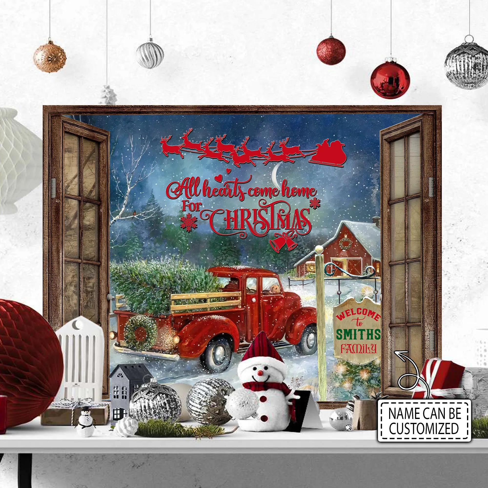 All Hearts Come Home For Christmas - Personalized Canvas - Nmd 02