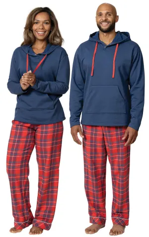 Americana Plaid Hoodie Matching Couples Pajamas