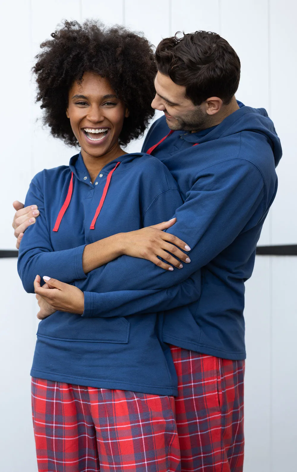 Americana Plaid Hoodie Matching Couples Pajamas