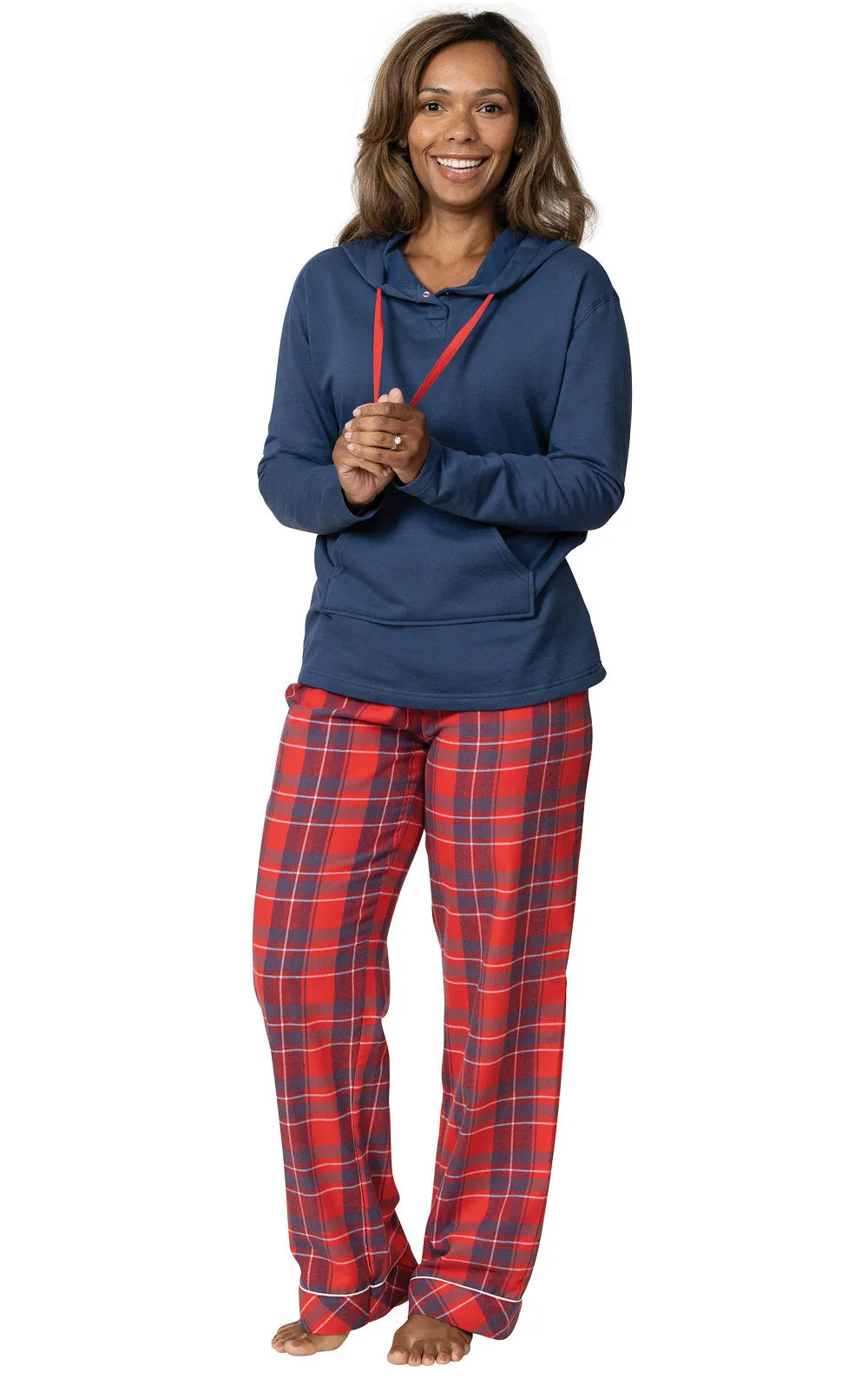 Americana Plaid Hoodie Matching Couples Pajamas