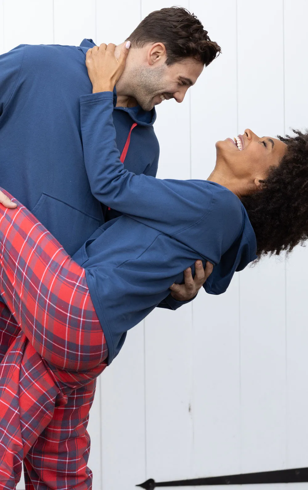 Americana Plaid Hoodie Matching Couples Pajamas