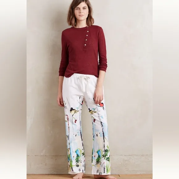 Anthropologie Polaris Flannel Sleep Pant with art of Voutsa