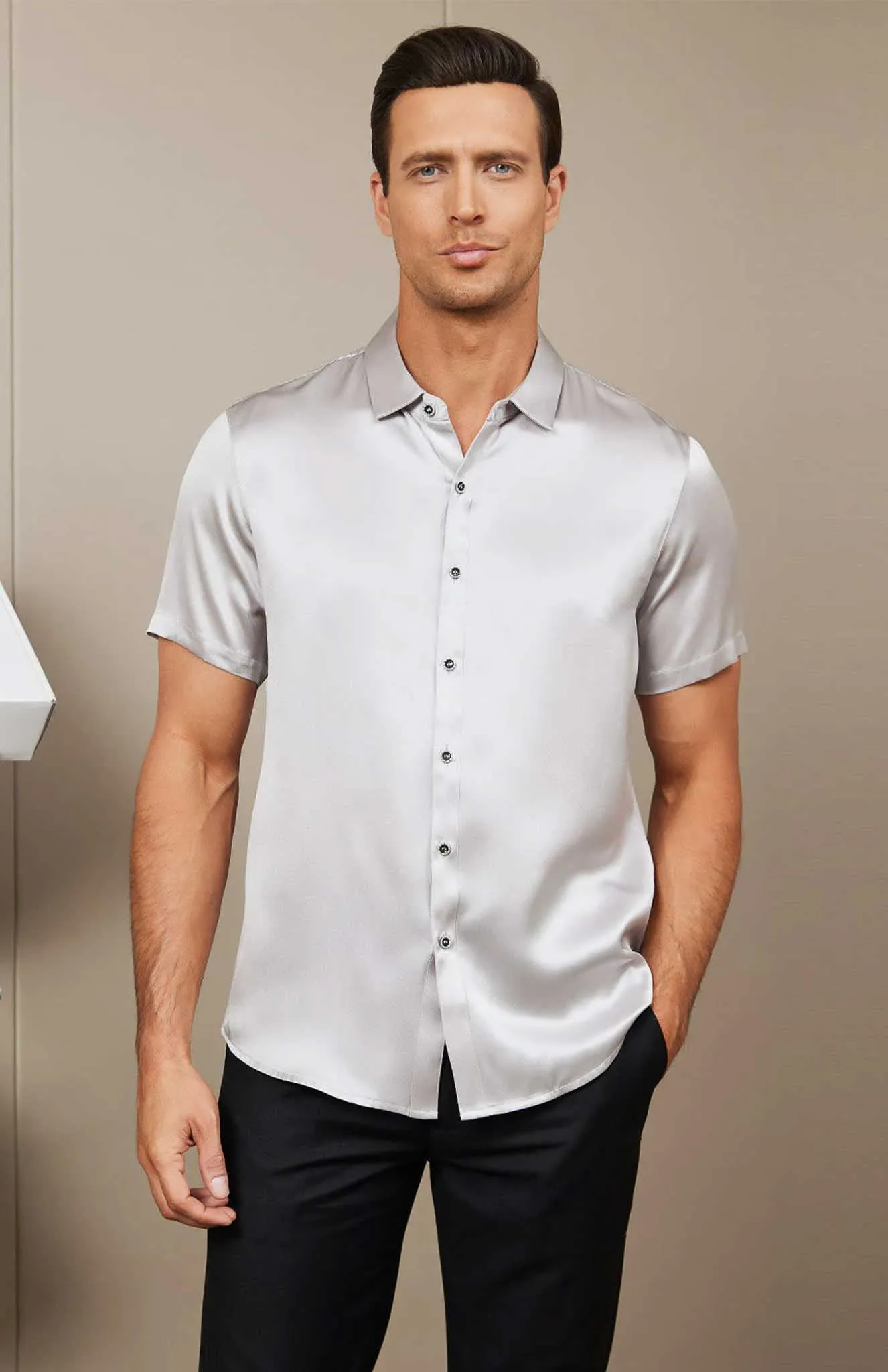 Arctic Storm | White Satin Shirt