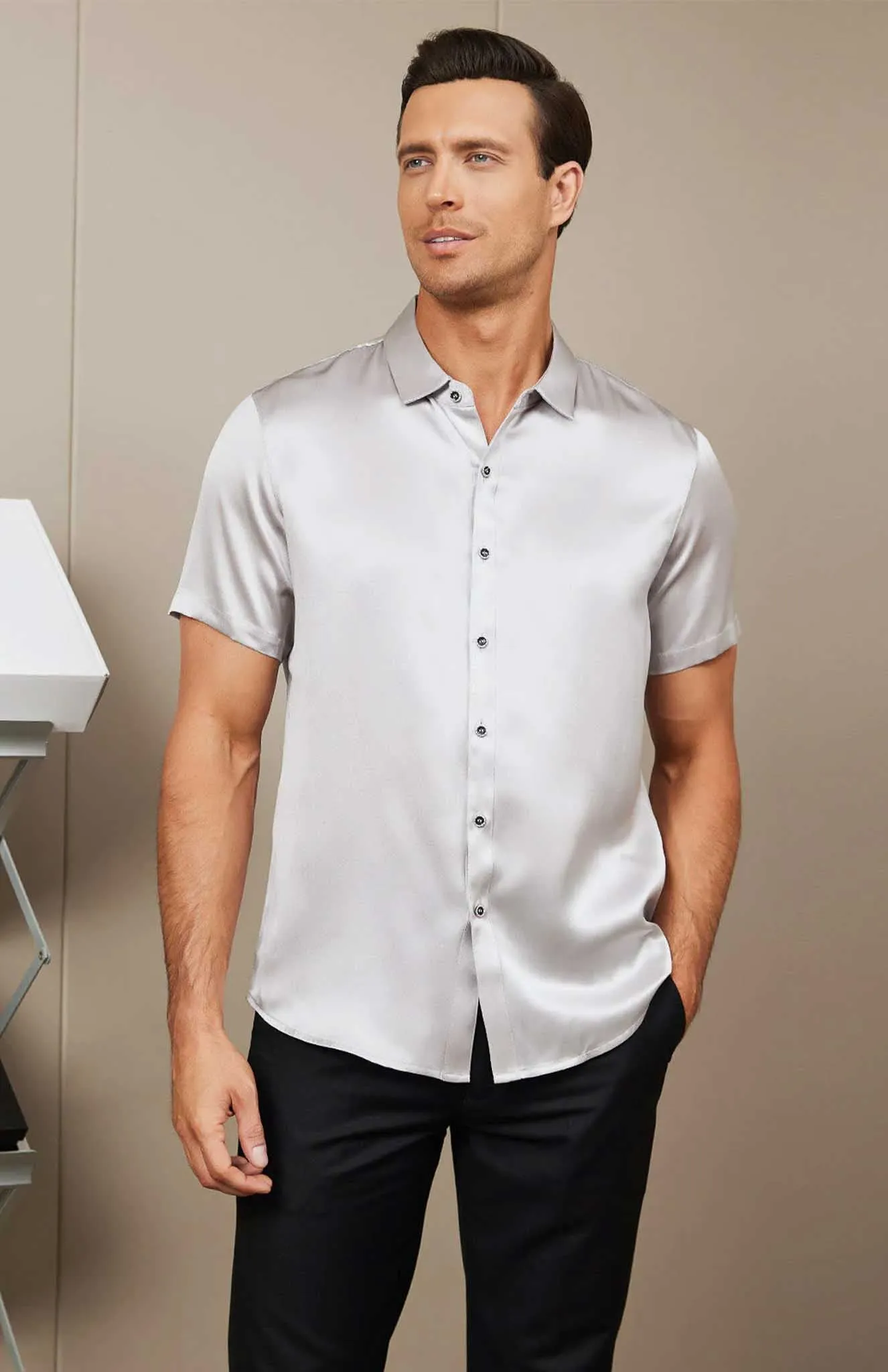 Arctic Storm | White Satin Shirt