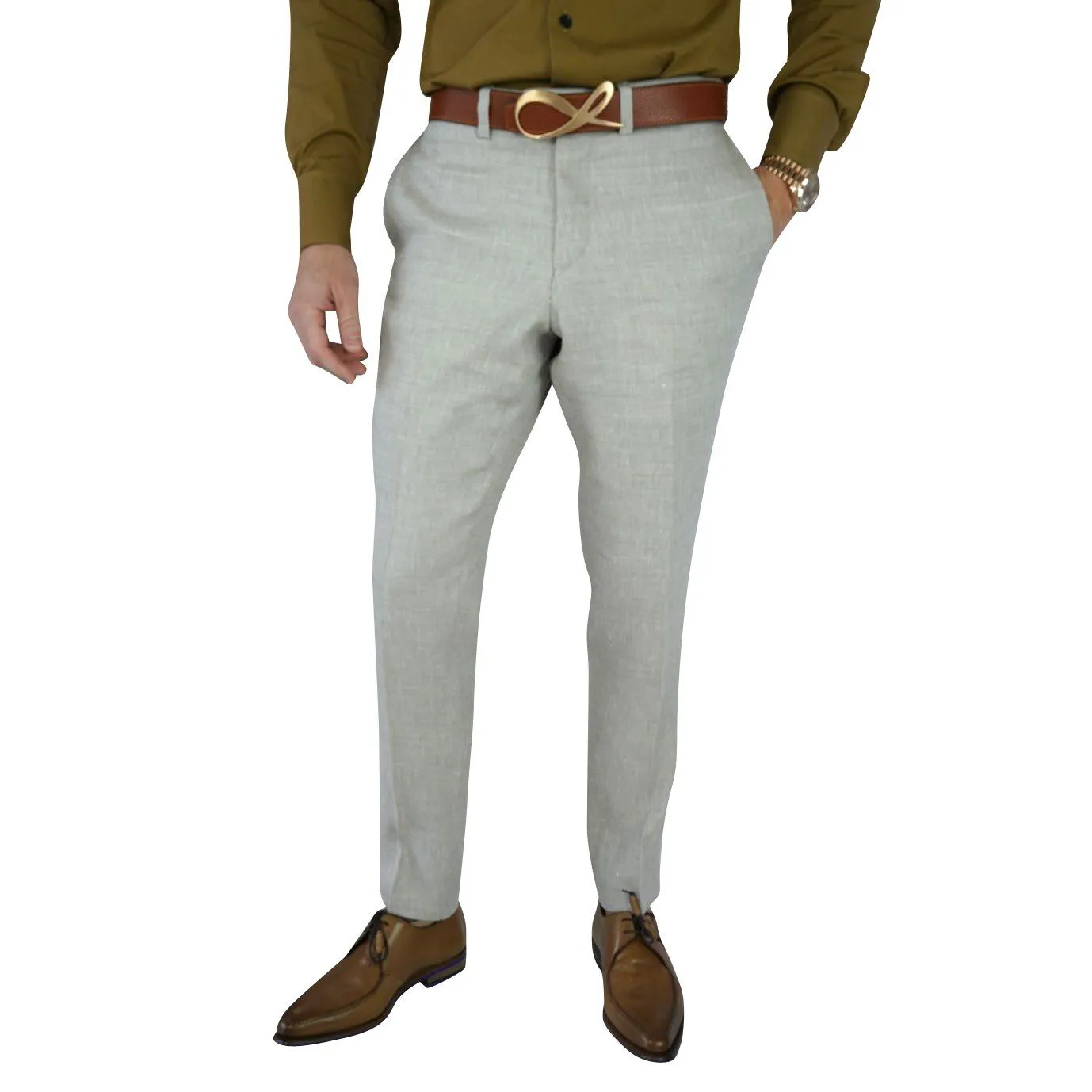 Avena Ecru Woven Tweed Trousers @ The Vault