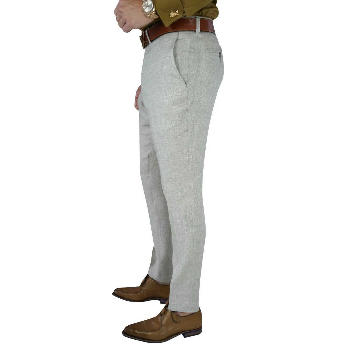 Avena Ecru Woven Tweed Trousers @ The Vault