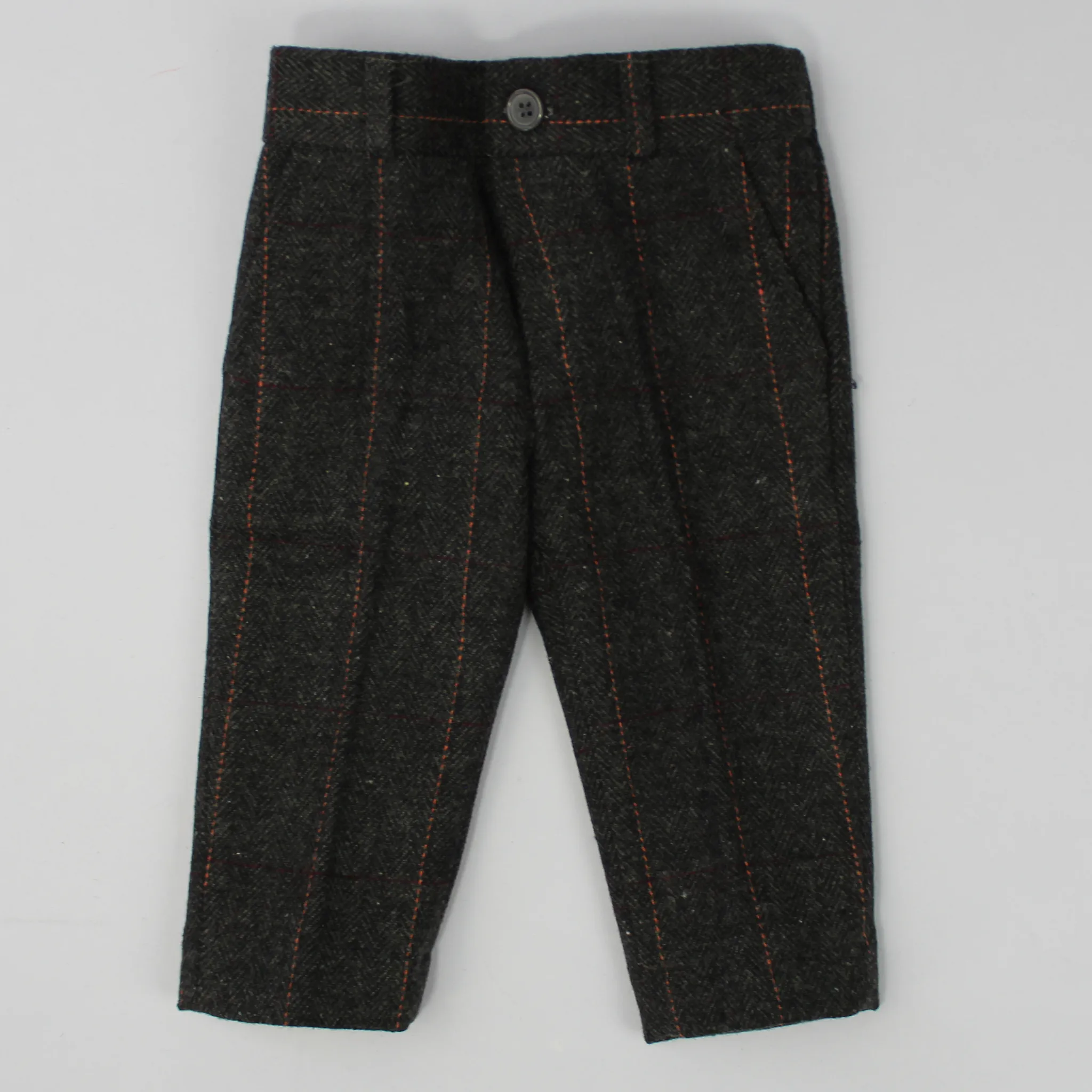 Baby Boys Charcoal Tweed Suit - Trousers, Shirt, Waistcoat, Tie