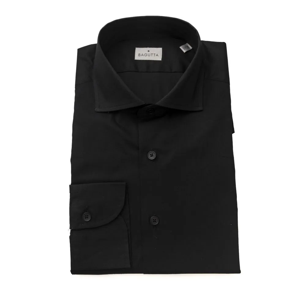 Bagutta Black Cotton Men's Slim Shirt