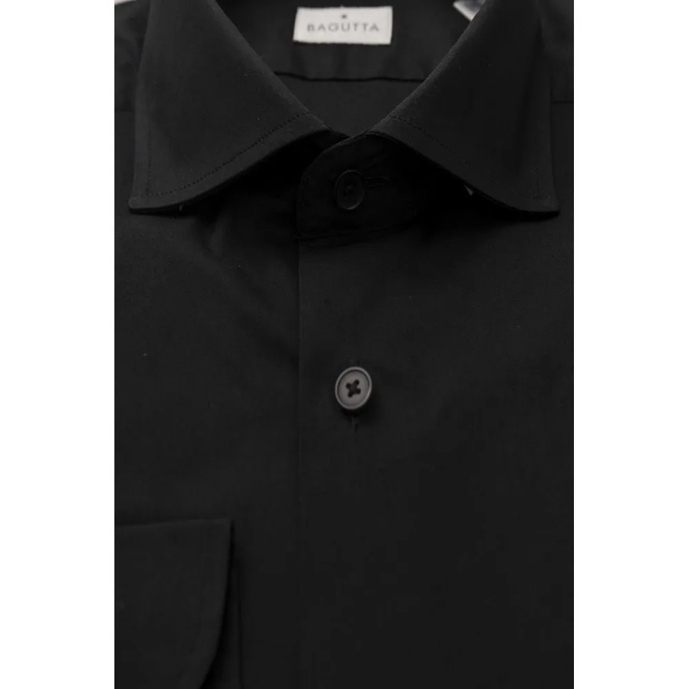 Bagutta Black Cotton Men's Slim Shirt