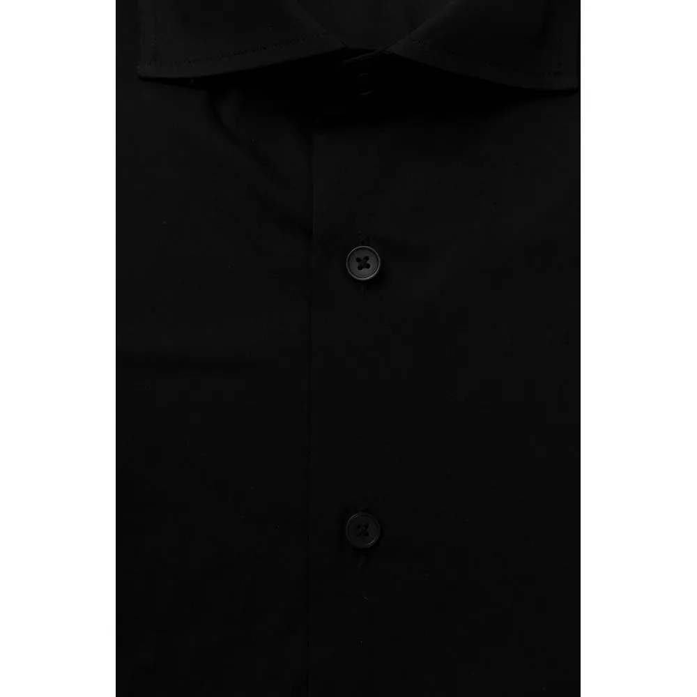 Bagutta Black Cotton Men's Slim Shirt