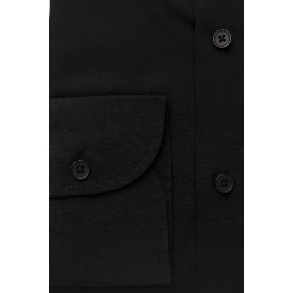 Bagutta Black Cotton Men's Slim Shirt