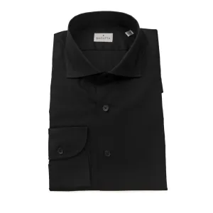 Bagutta Black Cotton Men's Slim Shirt