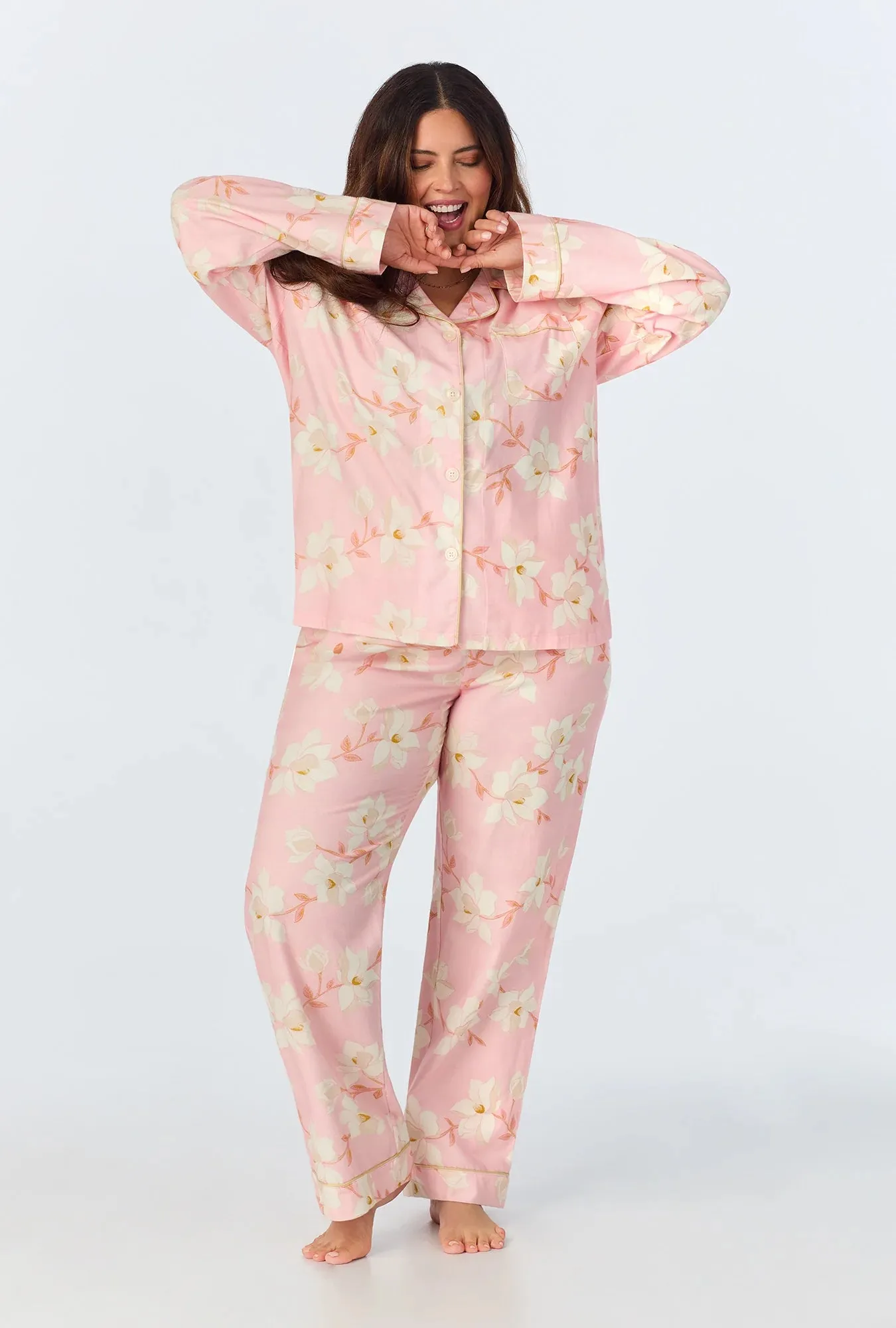 Bedhead Long Sleeve Woven Flannel PJ Set - Magnolia Blossom