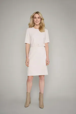 Belted dress in soft cream