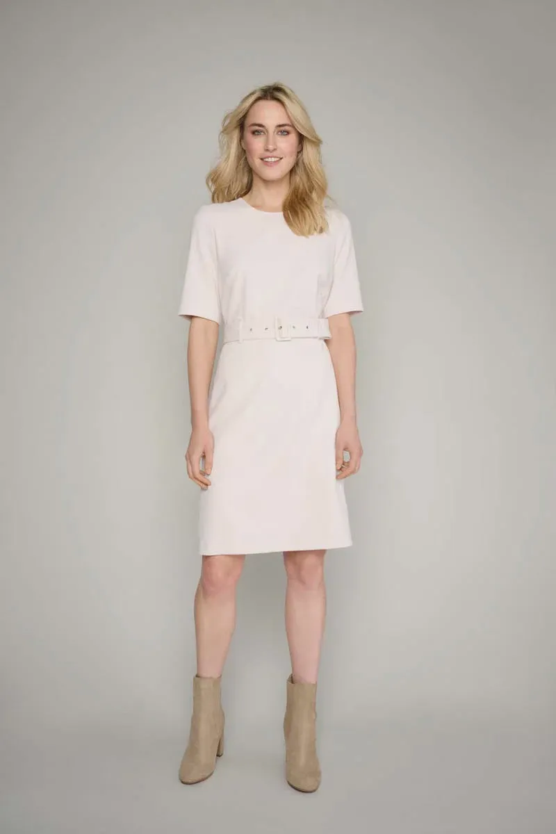 Belted dress in soft cream