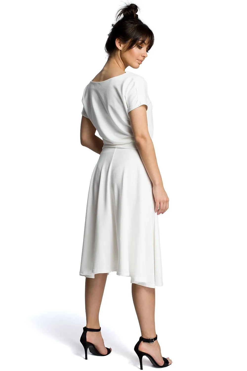 Belted Flared Knee-Length Dress