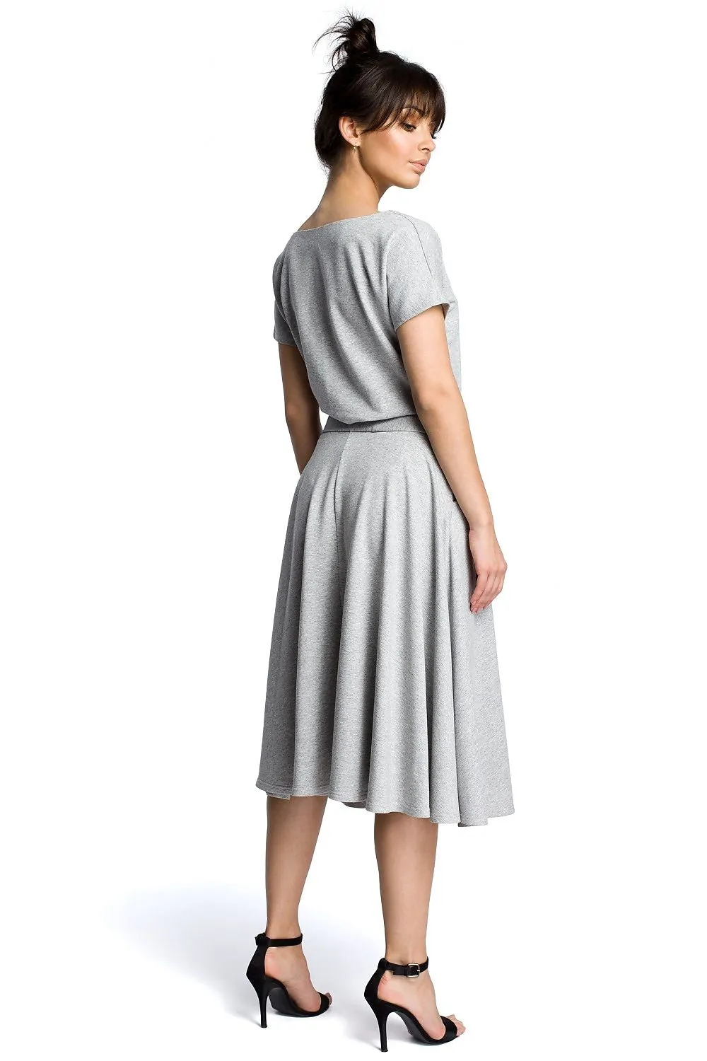 Belted Flared Knee-Length Dress