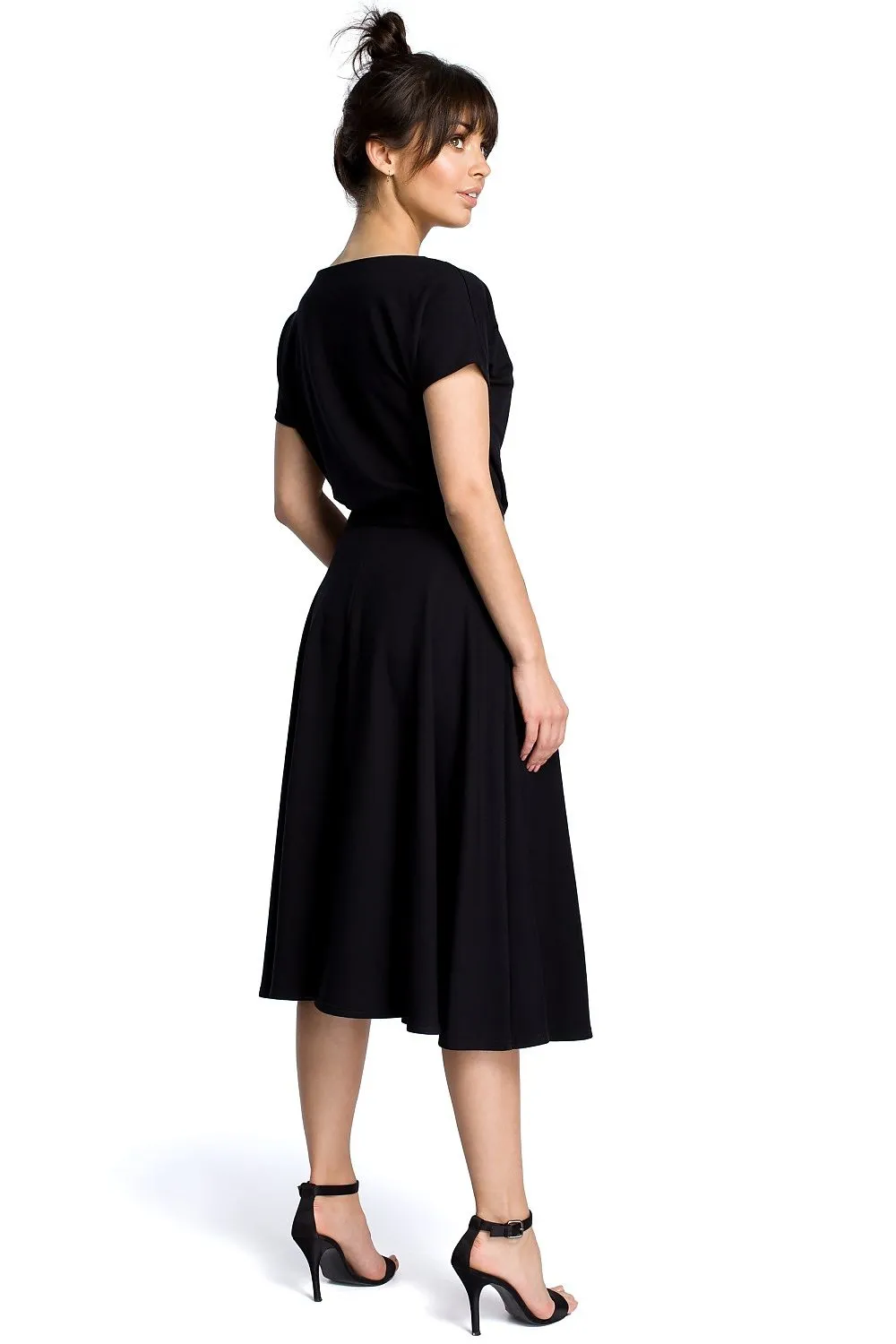Belted Flared Knee-Length Dress