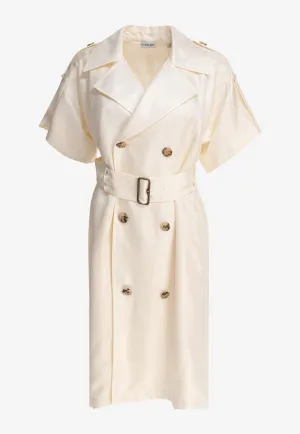 Belted Trench Midi Dress