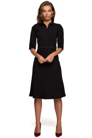Belted Waist Midi Dress Elegance