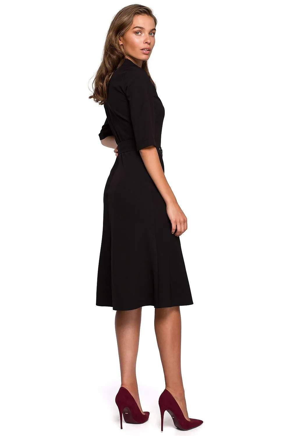 Belted Waist Midi Dress Elegance