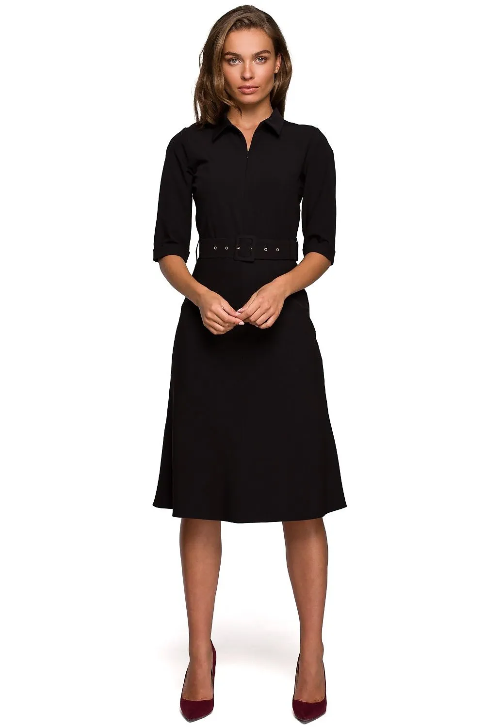 Belted Waist Midi Dress Elegance