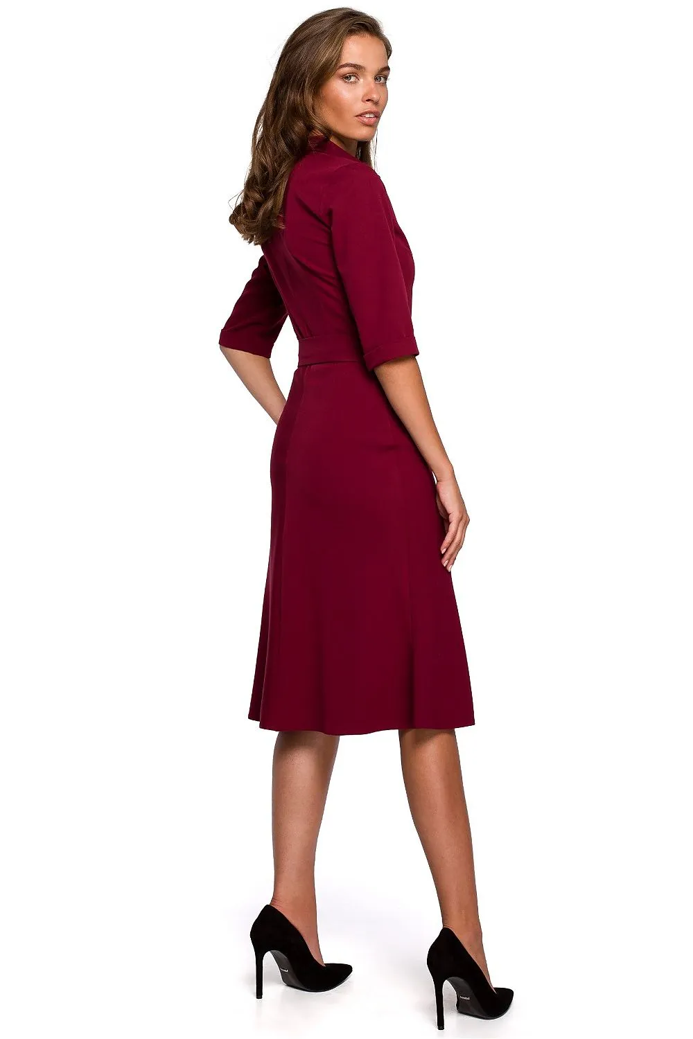 Belted Waist Midi Dress Elegance