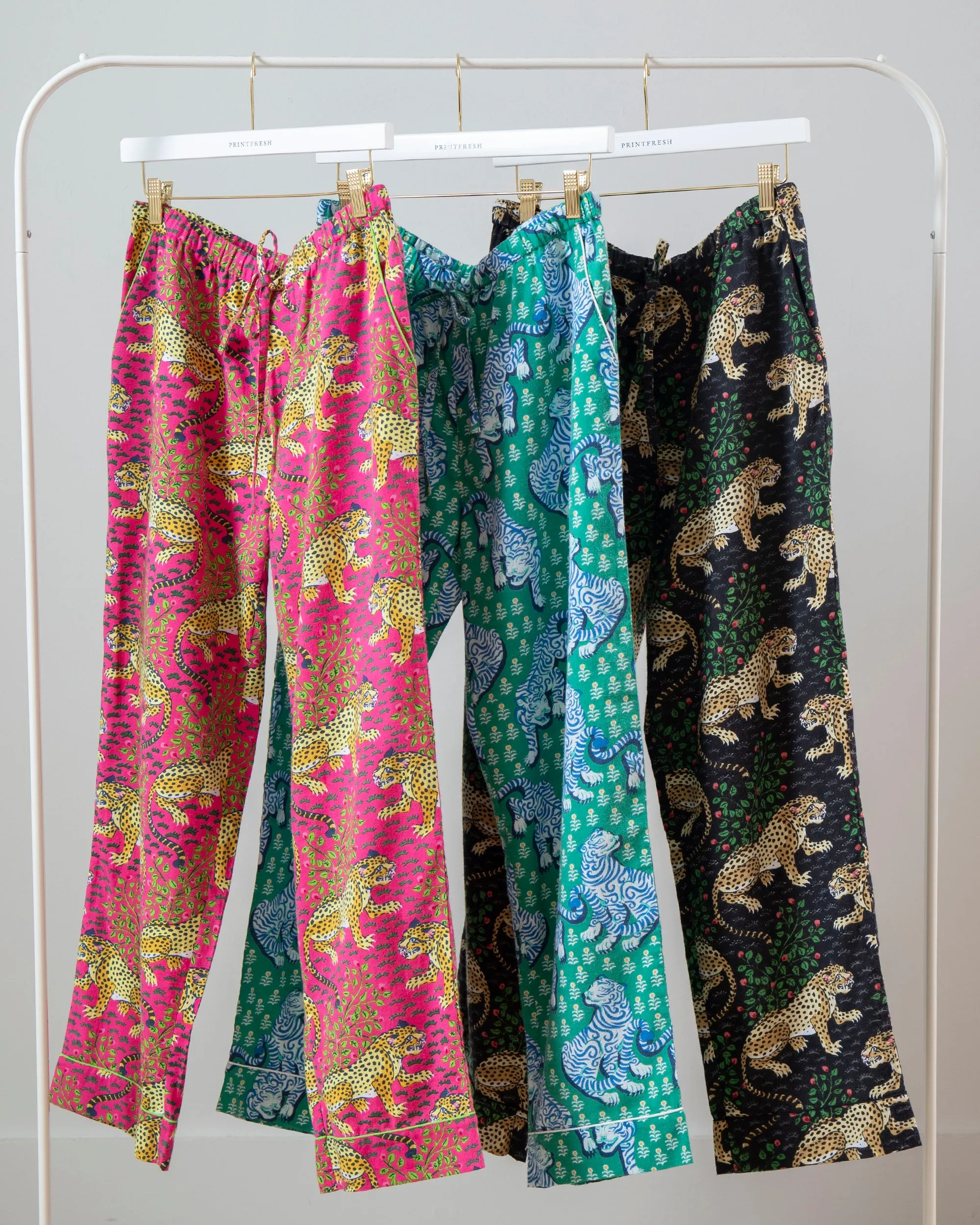 Big Cats- 3-Pack Lightweight Flannel PJ Pants - Hot Pink/Jade/Ink