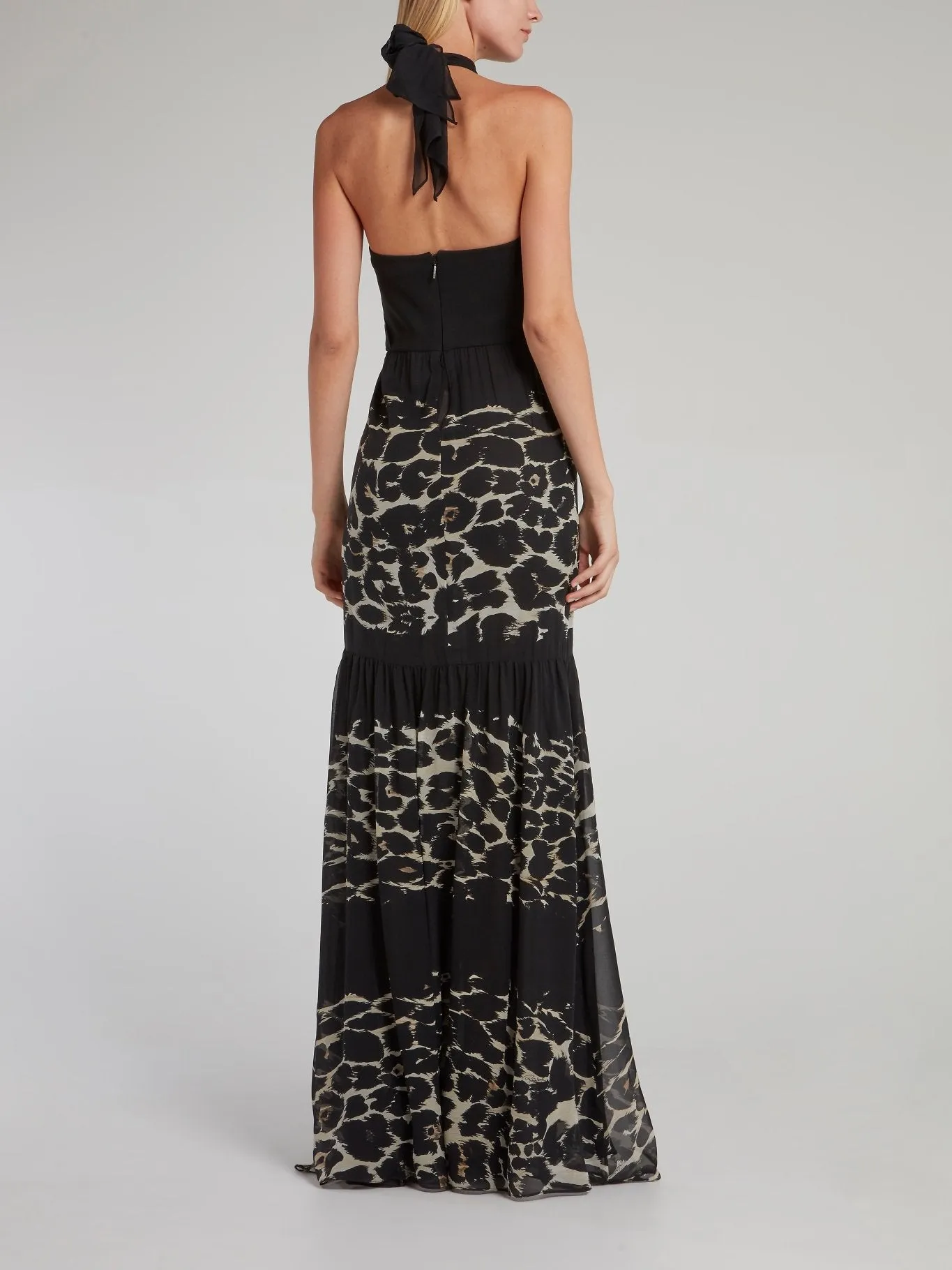 Black Halter Neck Trumpet Dress